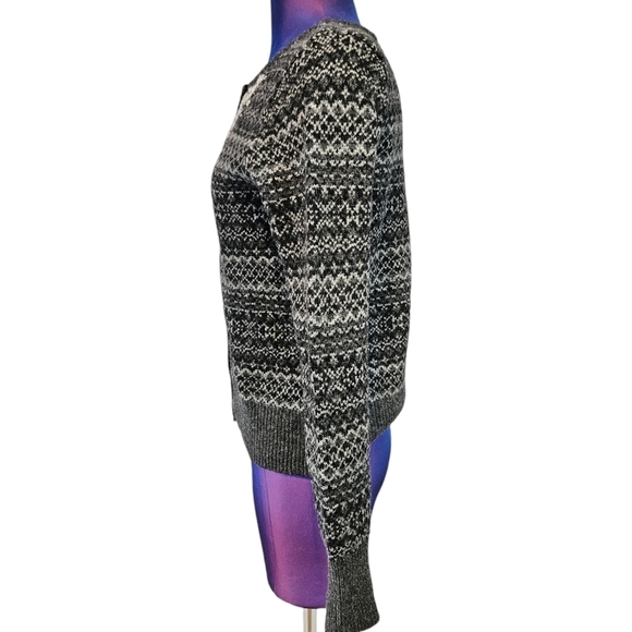 Eddie Bauer Fair Isle Wool Button Down Gray Cardigan‎ Sweater Small Women's - Picture 4 of 8